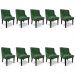 Kit 10 Cadeiras Estofadas para Sala de Jantar Base Fixa de Madeira Preto Lia Veludo Verde - Ibiza