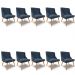 Kit 10 Cadeiras Estofadas para Sala de Jantar Pés Palito Lia Suede Azul Marinho - Ibiza