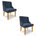 Kit 2 Cadeiras Estofadas para Sala de Jantar Base Fixa de Madeira Castanho Lia Suede Azul Marinho - Ibiza