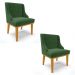 Kit 2 Cadeiras Estofadas para Sala de Jantar Base Fixa de Madeira Castanho Lia Suede Verde - Ibiza