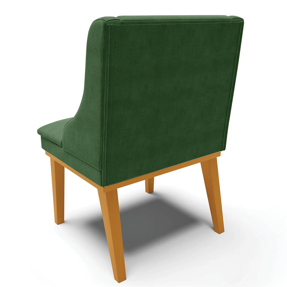 Kit 2 Cadeiras Estofadas para Sala de Jantar Base Fixa de Madeira Castanho Lia Suede Verde - Ibiza