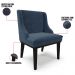 Kit 2 Cadeiras Estofadas para Sala de Jantar Base Fixa de Madeira Preto Lia Suede Azul Marinho - Ibiza