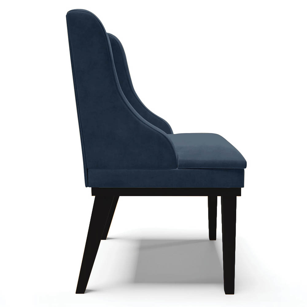 Kit 2 Cadeiras Estofadas para Sala de Jantar Base Fixa de Madeira Preto Lia Suede Azul Marinho - Ibiza