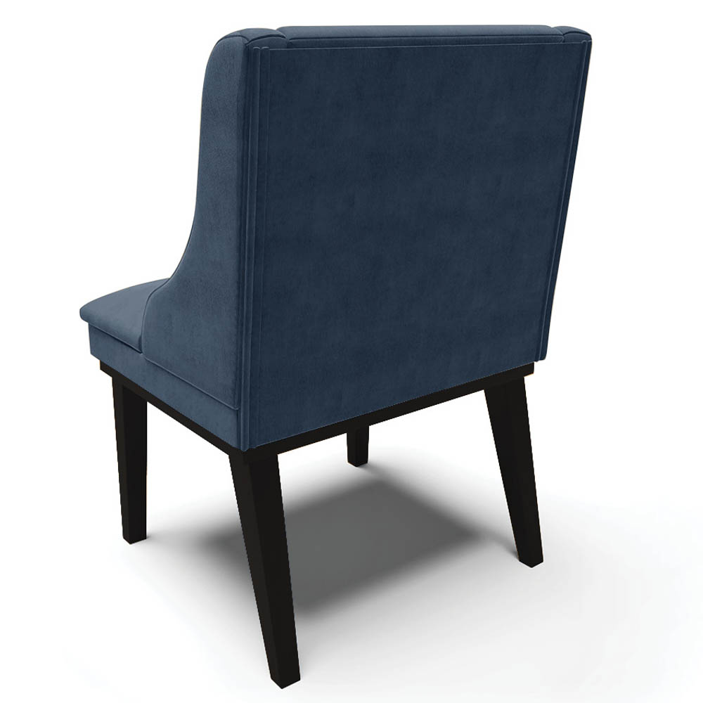 Kit 2 Cadeiras Estofadas para Sala de Jantar Base Fixa de Madeira Preto Lia Suede Azul Marinho - Ibiza