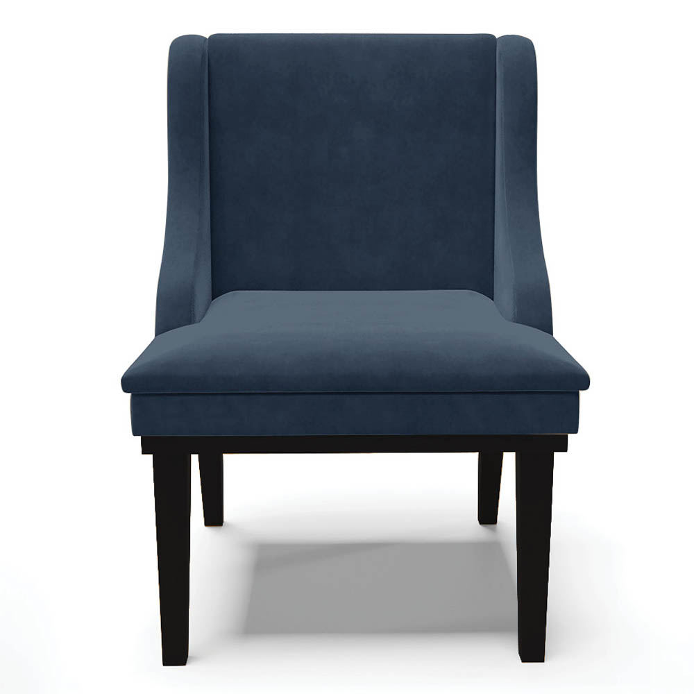 Kit 2 Cadeiras Estofadas para Sala de Jantar Base Fixa de Madeira Preto Lia Suede Azul Marinho - Ibiza