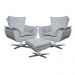 Kit 2 Poltronas Decorativas Base Giratória Cromada com Puff Opla Suede Cinza - Ibiza
