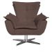 Kit 2 Poltronas Decorativas Base Giratória Cromada com Puff Opla Suede Marrom - Ibiza