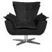 Kit 2 Poltronas Decorativas Base Giratória Cromada com Puff Opla Suede Preto - Ibiza