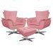 Kit 2 Poltronas Decorativas Base Giratória Cromada com Puff Opla Suede Rose - Ibiza
