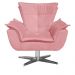 Kit 2 Poltronas Decorativas Base Giratória Cromada com Puff Opla Suede Rose - Ibiza