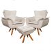 Kit 2 Poltronas Decorativas Base Giratória Giromad com Puff Opla Suede Bege - Ibiza