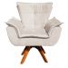 Kit 2 Poltronas Decorativas Base Giratória Giromad com Puff Opla Suede Bege - Ibiza