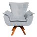 Kit 2 Poltronas Decorativas Base Giratória Giromad com Puff Opla Suede Cinza - Ibiza