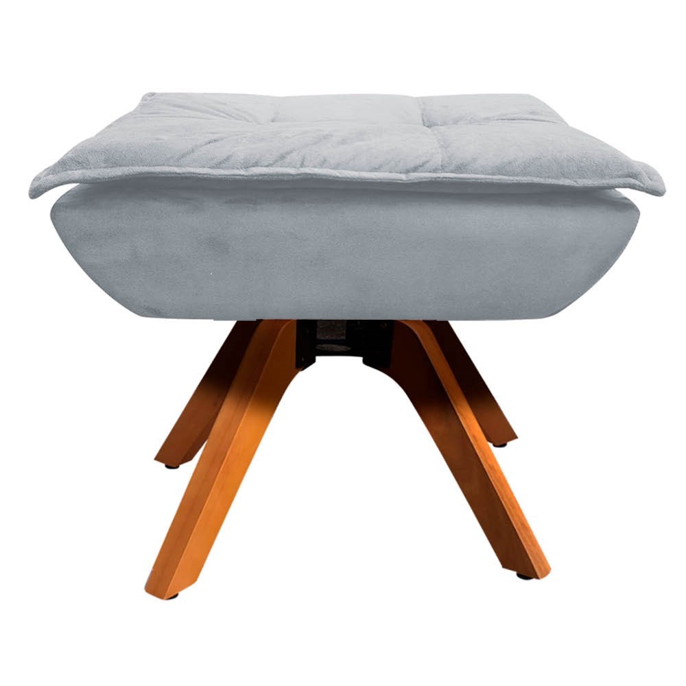 Kit 2 Poltronas Decorativas Base Giratória Giromad com Puff Opla Suede Cinza - Ibiza
