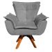 Kit 2 Poltronas Decorativas Base Giratória Giromad com Puff Opla Suede Grafite - Ibiza