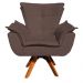 Kit 2 Poltronas Decorativas Base Giratória Giromad com Puff Opla Suede Marrom - Ibiza