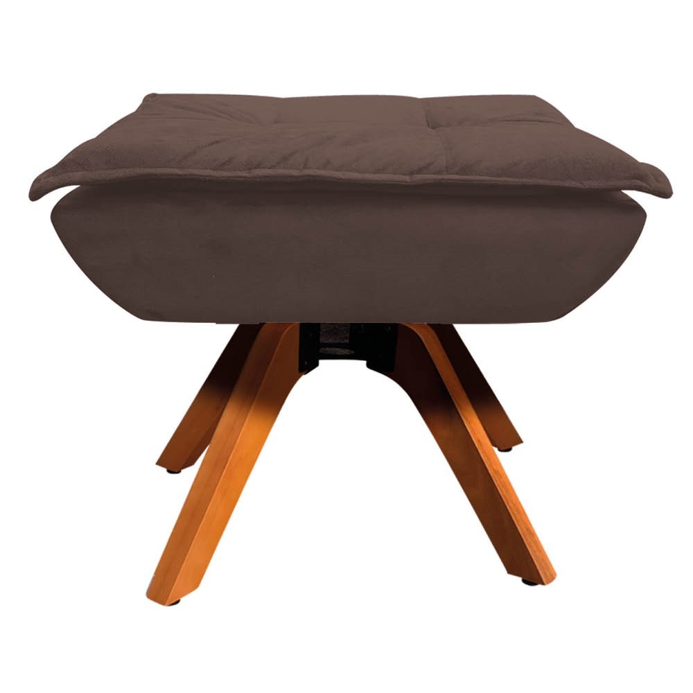 Kit 2 Poltronas Decorativas Base Giratória Giromad com Puff Opla Suede Marrom - Ibiza