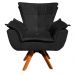 Kit 2 Poltronas Decorativas Base Giratória Giromad com Puff Opla Suede Preto - Ibiza