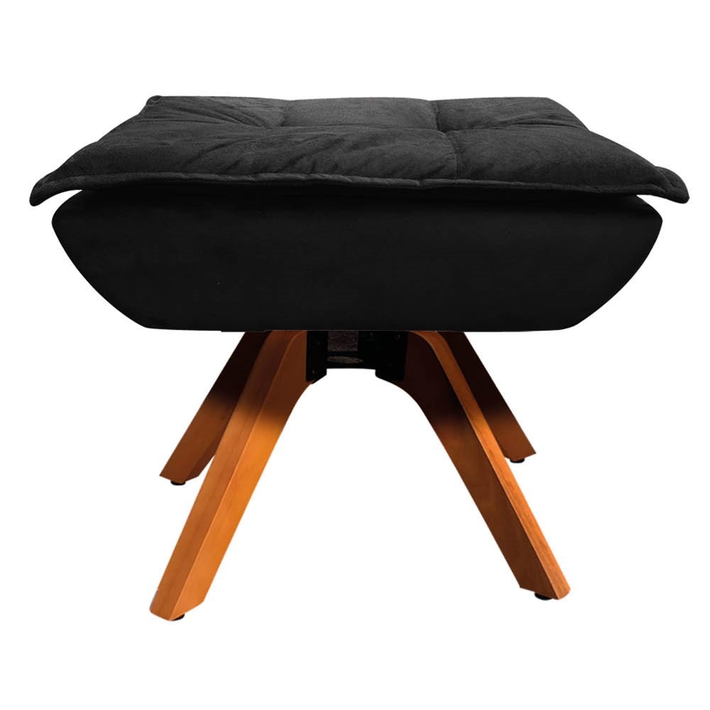 Kit 2 Poltronas Decorativas Base Giratória Giromad com Puff Opla Suede Preto - Ibiza