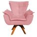 Kit 2 Poltronas Decorativas Base Giratória Giromad com Puff Opla Suede Rose - Ibiza