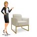Kit 2 Poltronas Decorativas Base Industrial Dourada Maressa A19 Linho Grosso Bege - Ibiza