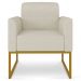 Kit 2 Poltronas Decorativas Base Industrial Dourada Maressa A19 Linho Grosso Bege - Ibiza