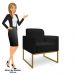Kit 2 Poltronas Decorativas Base Industrial Dourada Maressa A79 Linho Preto - Ibiza
