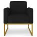 Kit 2 Poltronas Decorativas Base Industrial Dourada Maressa A79 Linho Preto - Ibiza
