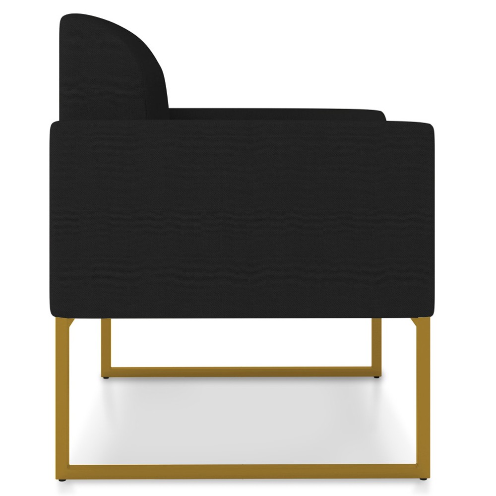 Kit 2 Poltronas Decorativas Base Industrial Dourada Maressa A79 Linho Preto - Ibiza
