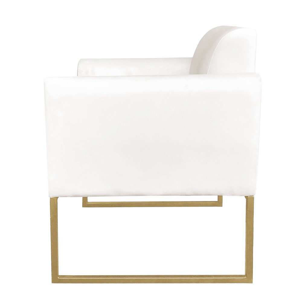 Kit 2 Poltronas Decorativas Base Industrial Dourada Maressa S03 Suede Bege - Ibiza