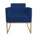 Kit 2 Poltronas Decorativas Base Industrial Dourada Maressa S04 Suede Azul Marinho - Ibiza