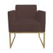 Kit 2 Poltronas Decorativas Base Industrial Dourada Maressa S06 Suede Marrom - Ibiza