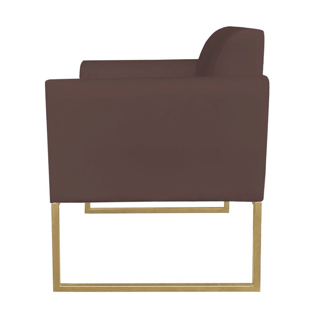 Kit 2 Poltronas Decorativas Base Industrial Dourada Maressa S06 Suede Marrom - Ibiza