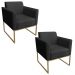 Kit 2 Poltronas Decorativas Base Industrial Dourada Maressa S07 Suede Preto - Ibiza