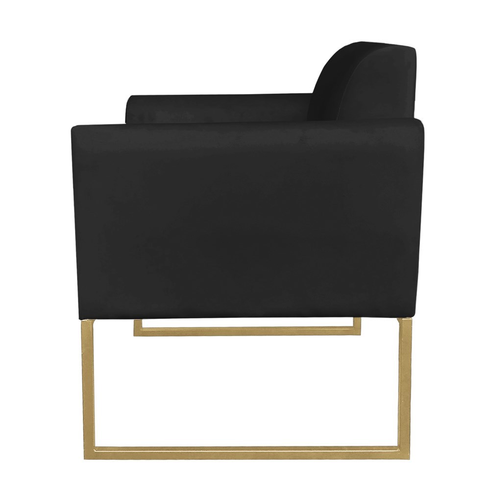 Kit 2 Poltronas Decorativas Base Industrial Dourada Maressa S07 Suede Preto - Ibiza