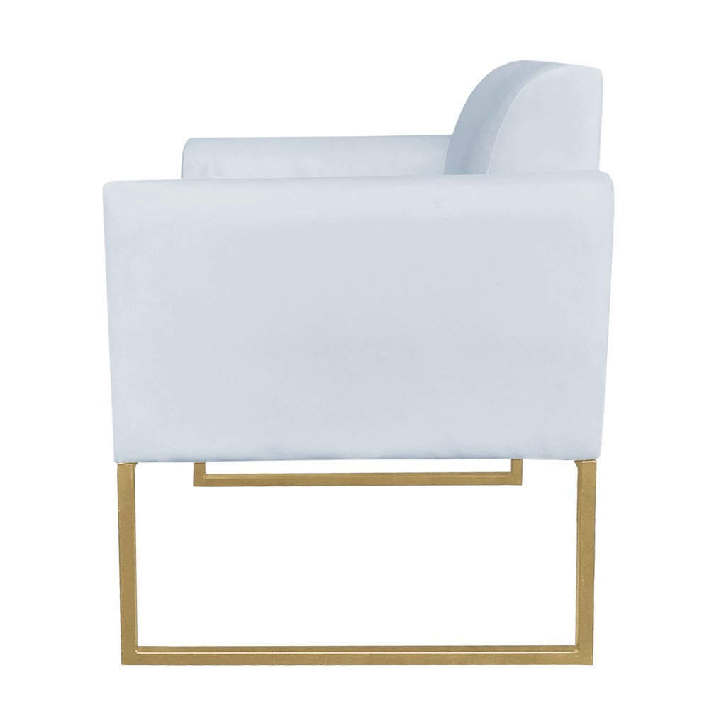 Kit 2 Poltronas Decorativas Base Industrial Dourada Maressa S10 Suede Cinza - Ibiza