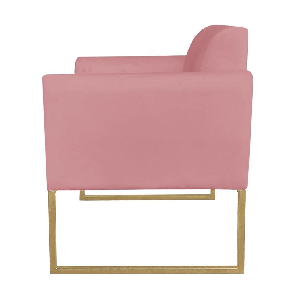Kit 2 Poltronas Decorativas Base Industrial Dourada Maressa S17 Suede Rosê - Ibiza