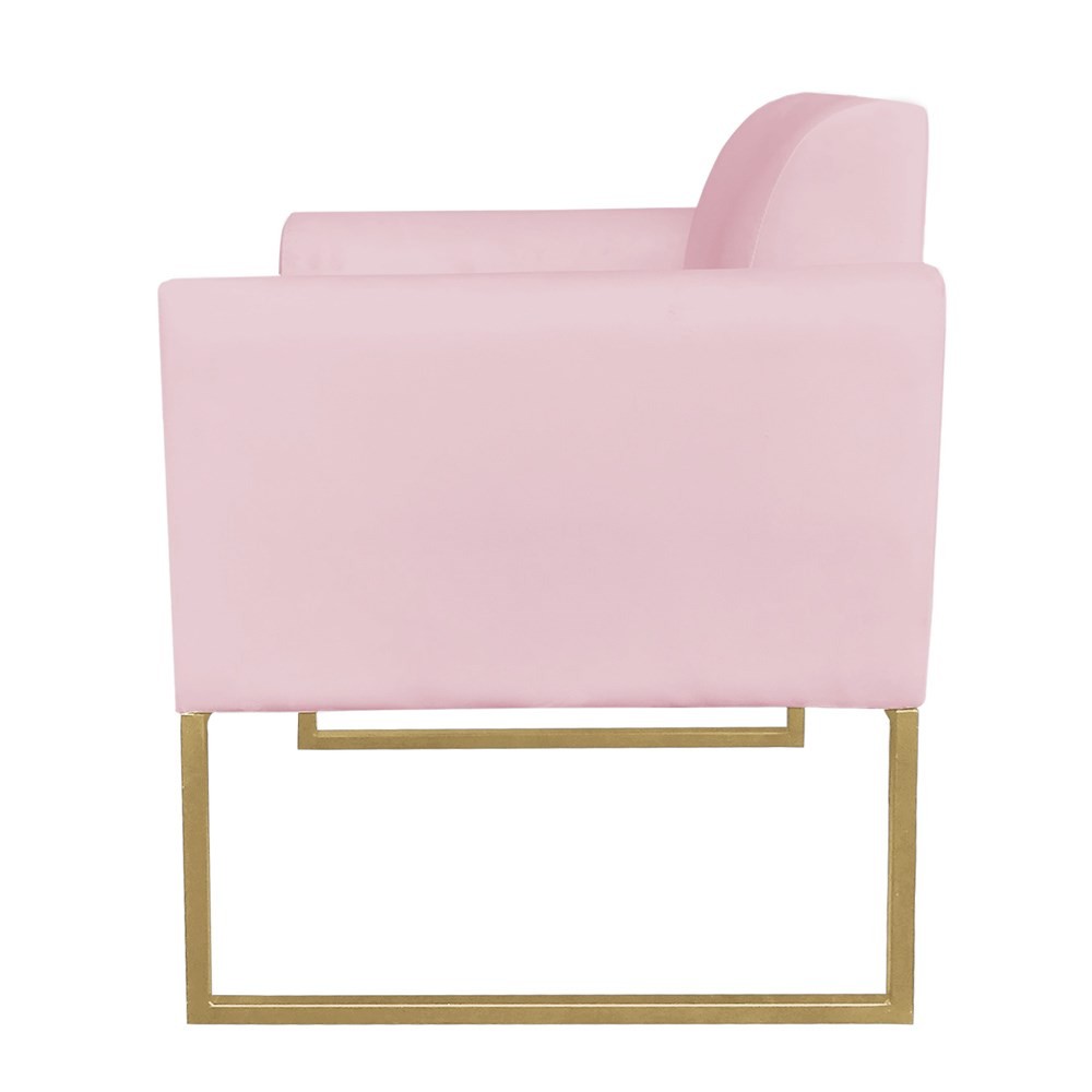 Kit 2 Poltronas Decorativas Base Industrial Dourada Maressa S19 Suede Rosa Bebê - Ibiza