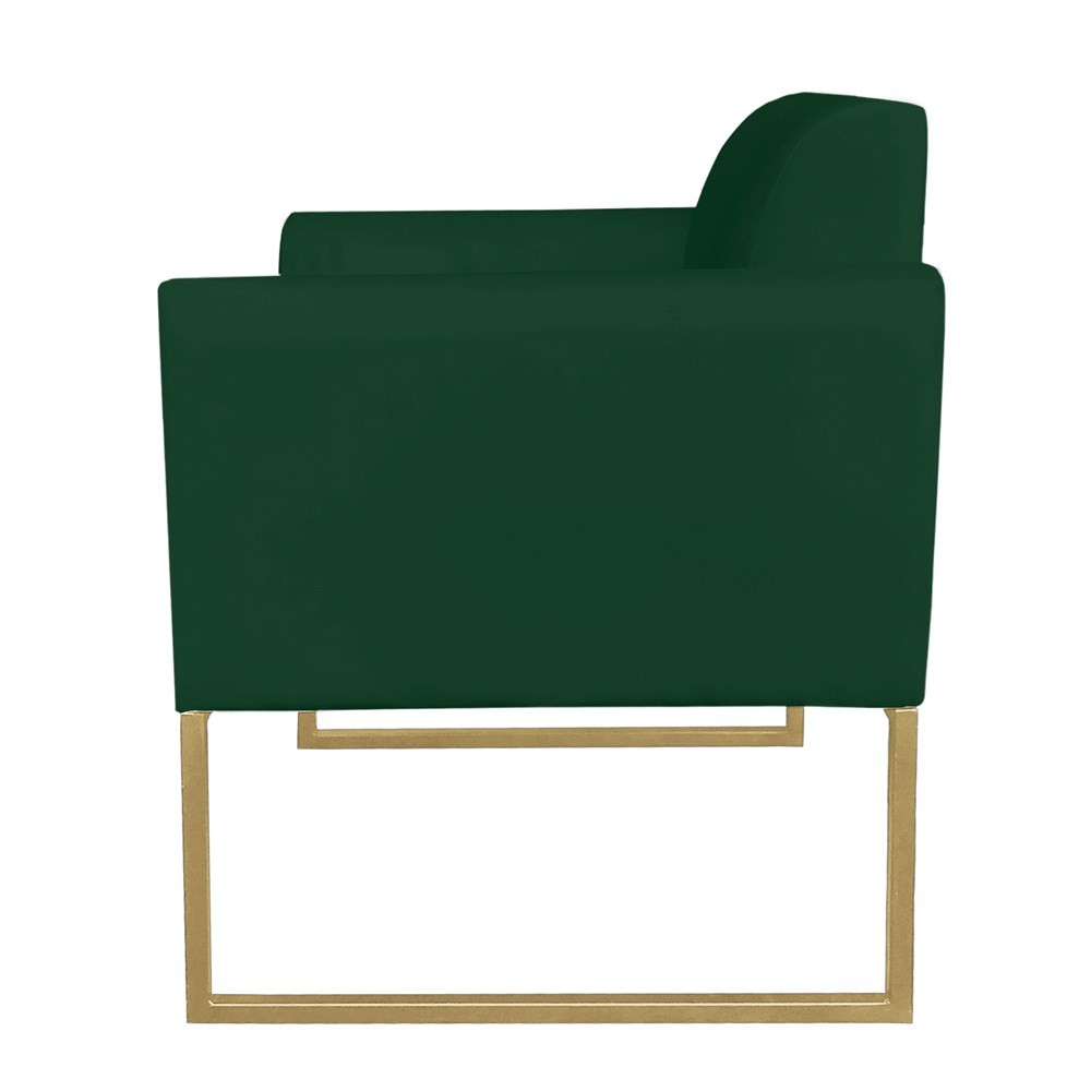 Kit 2 Poltronas Decorativas Base Industrial Dourada Maressa S23 Suede Verde - Ibiza