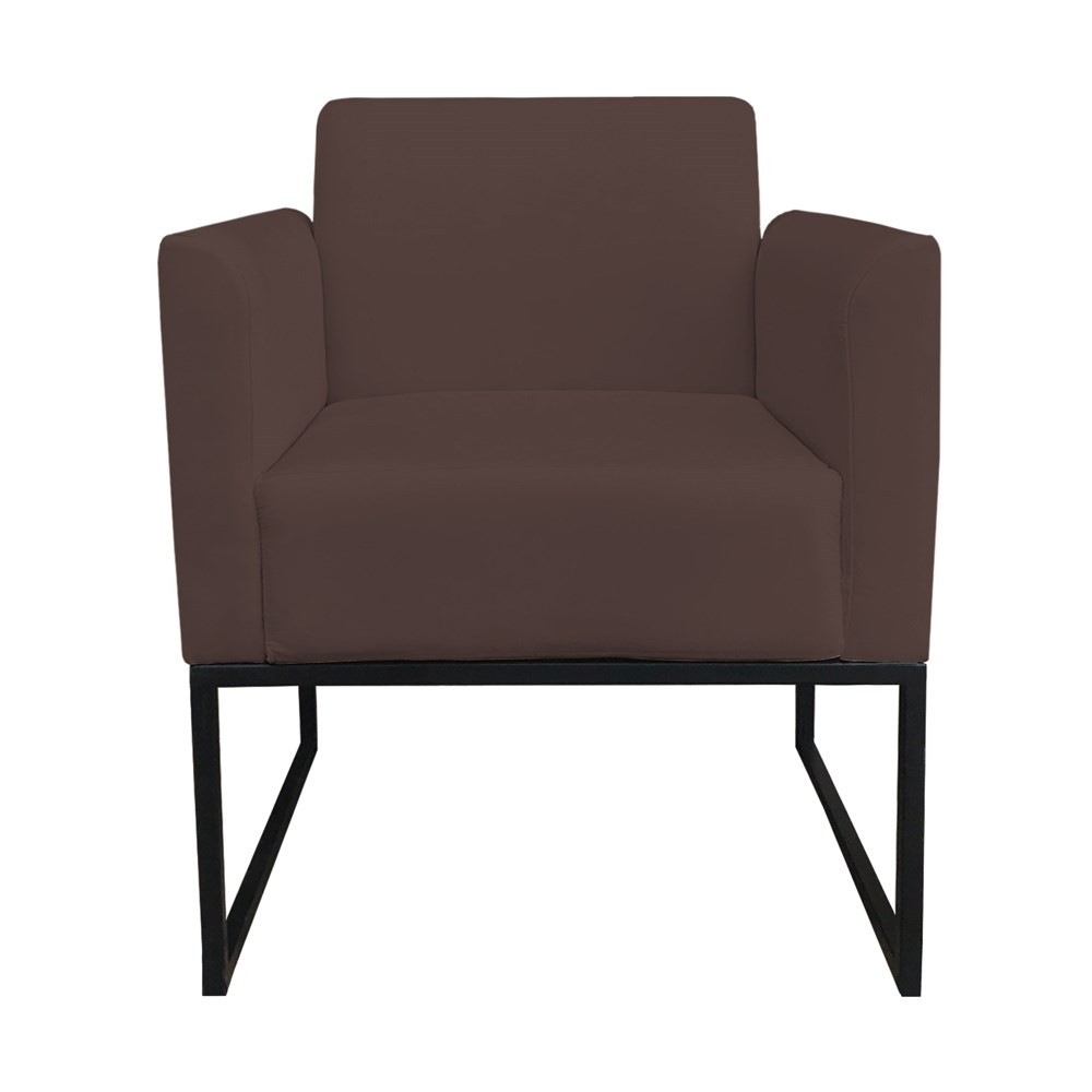 Kit 2 Poltronas Decorativas Base Industrial Preto Maressa S06 Suede Marrom - Ibiza