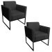 Kit 2 Poltronas Decorativas Base Industrial Preto Maressa S07 Suede Preto - Ibiza