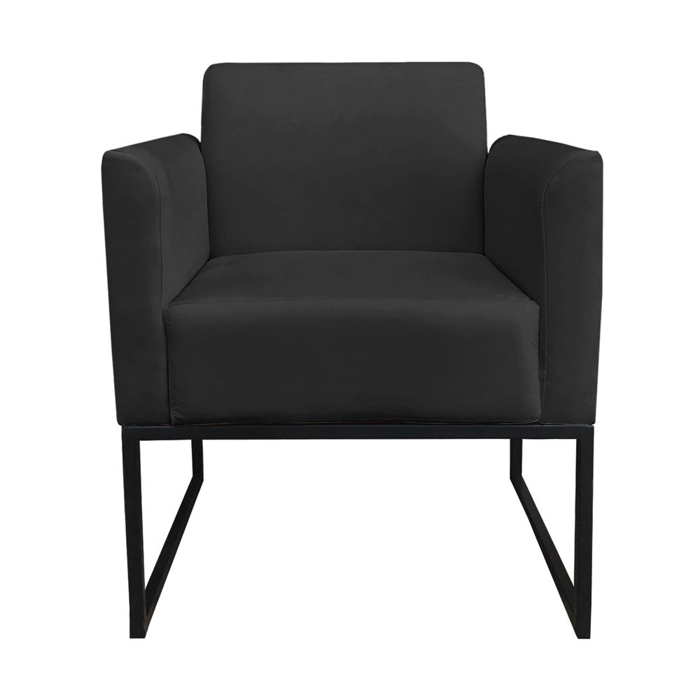 Kit 2 Poltronas Decorativas Base Industrial Preto Maressa S07 Suede Preto - Ibiza