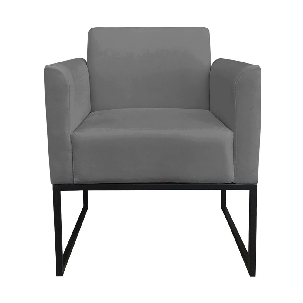 Kit 2 Poltronas Decorativas Base Industrial Preto Maressa S08 Suede Grafite - Ibiza