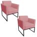 Kit 2 Poltronas Decorativas Base Industrial Preto Maressa S17 Suede Rosê - Ibiza