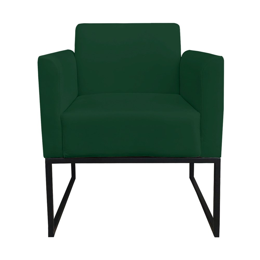 Kit 2 Poltronas Decorativas Base Industrial Preto Maressa S23 Suede Verde - Ibiza