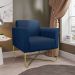 Kit 2 Poltronas Decorativas Base Industrial X Dourada Maressa S01 Suede Azul Marinho - Ibiza
