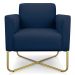 Kit 2 Poltronas Decorativas Base Industrial X Dourada Maressa S01 Suede Azul Marinho - Ibiza