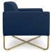 Kit 2 Poltronas Decorativas Base Industrial X Dourada Maressa S01 Suede Azul Marinho - Ibiza