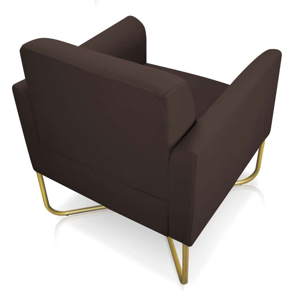 Kit 2 Poltronas Decorativas Base Industrial X Dourada Maressa S06 Suede Marrom - Ibiza