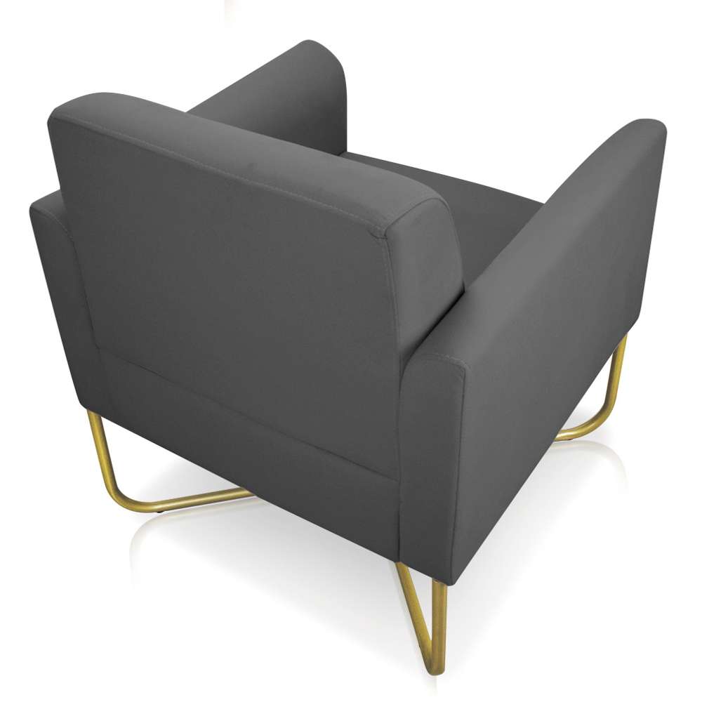 Kit 2 Poltronas Decorativas Base Industrial X Dourada Maressa S08 Suede Grafite - Ibiza
